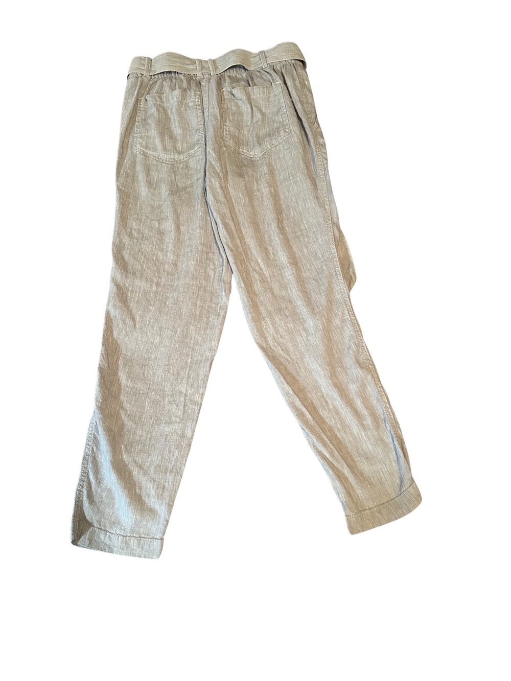 Lou & Grey for LOFT Linen Blend Pants XS Taupe Tie Waist Utility Pocket Trouser - Picture 3 of 10